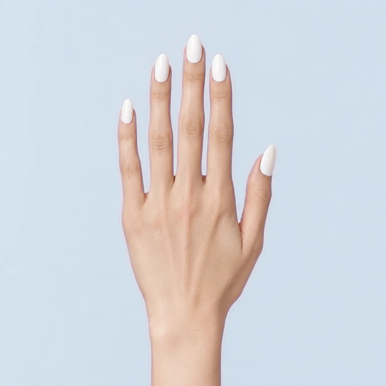 A hand wearing the selected shade